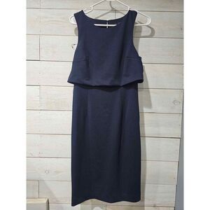 Trina Turk Size 6 Shalay Textured Ponte Blue Sleeveless zip dress